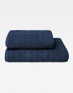 Kokvilnas dvielis "Zigzag Navy Blue"