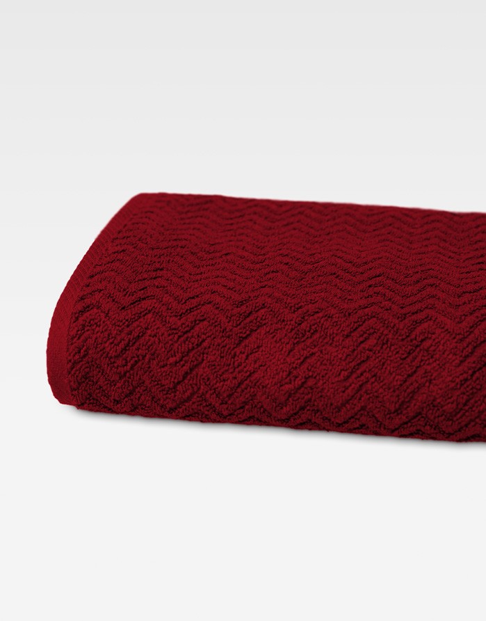 Cotton Towel "Zigzag Burgundy"