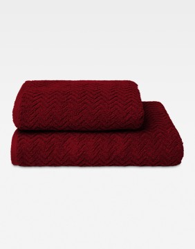 Cotton Towel "Zigzag Burgundy"