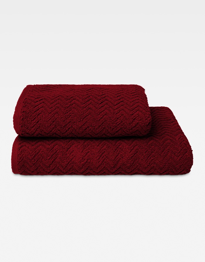 Полотенце из хлопка "Zigzag Burgundy"