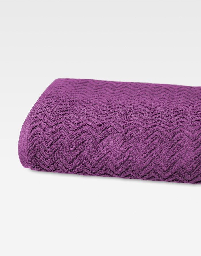 Cotton Towel "Zigzag Aubergine Lila"