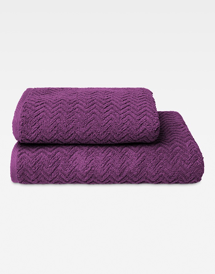 Cotton Towel "Zigzag Aubergine Lila"