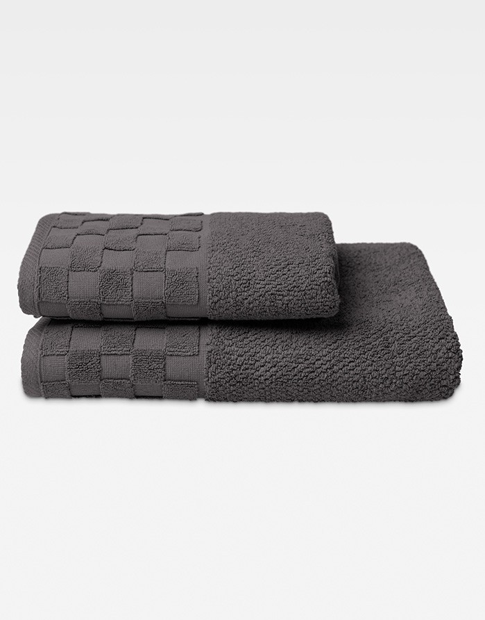 Cotton Towel "Grid Anthrazit"