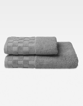 Cotton Towel "Grid Hellgrau"