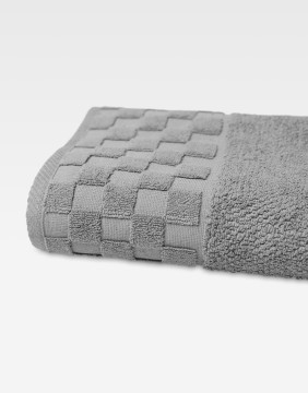 Cotton Towel "Grid Hellgrau"