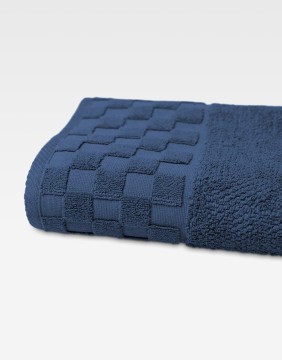 Cotton Towel "Grid Navy Blue"