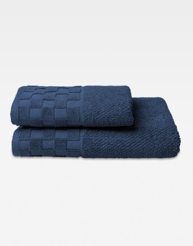 Kokvilnas dvielis "Grid Navy Blue"