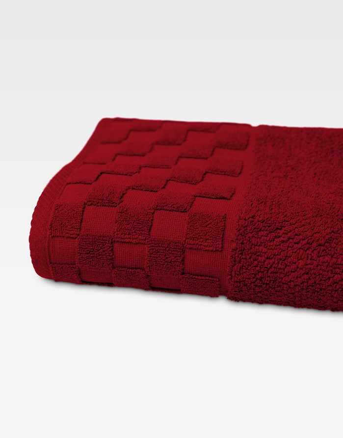 Cotton Towel "Grid Burgundy"