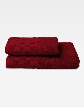 Kokvilnas dvielis "Grid Burgundy"