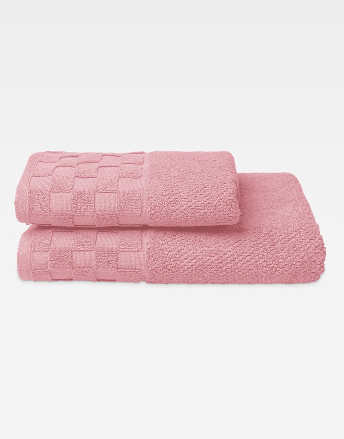 Cotton Towel "Grid Rosa"