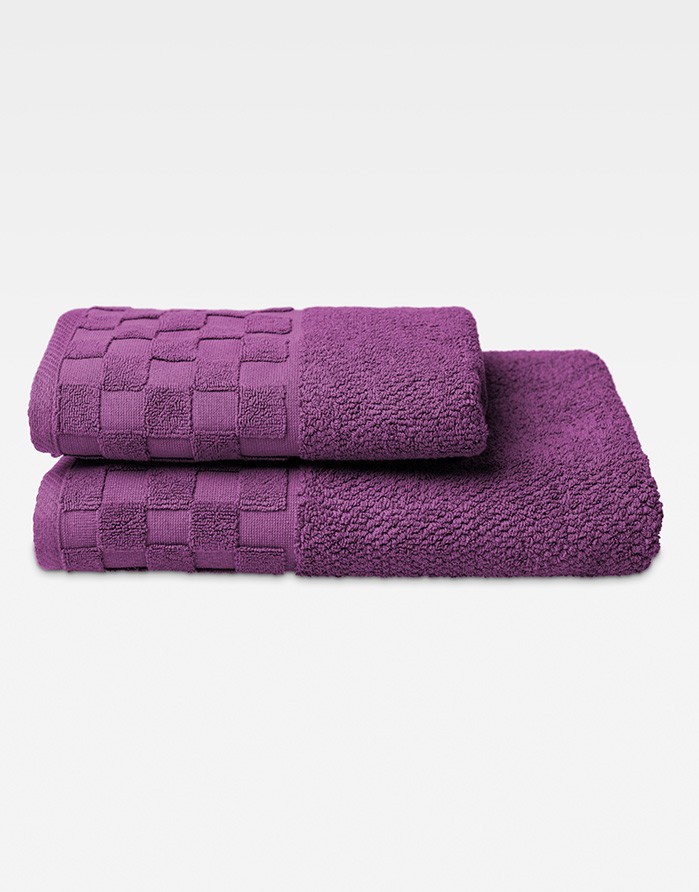 Cotton Towel "Grid Lila Aubergine"