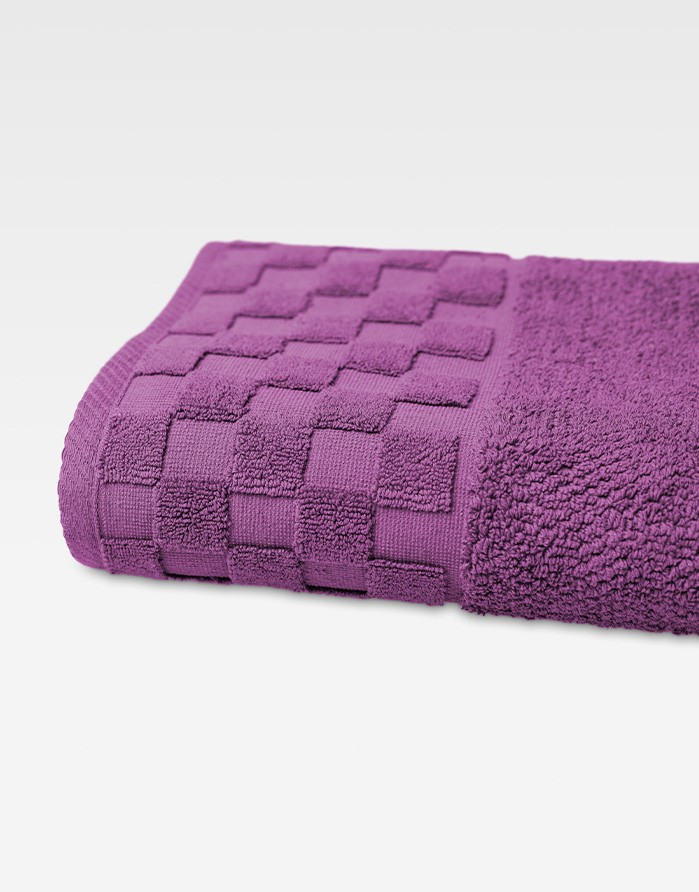 Cotton Towel "Grid Lila Aubergine"