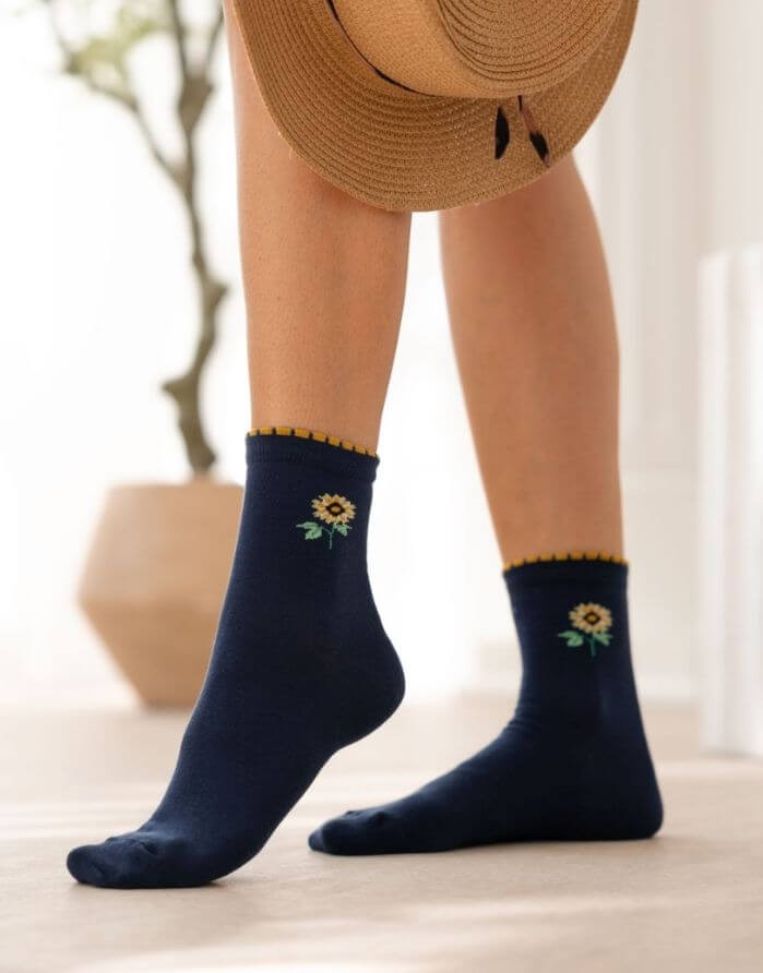 Sieviešu zeķes "Sunflower Navy Blue"