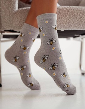 Женские носки "Bees & Flowers Grey"