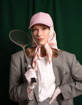 Linen Cap with Visor "Valentina Light Pink"
