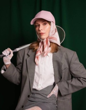 Linen Cap with Visor "Valentina Light Pink"