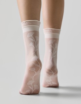 Women's Sheer Socks "Fantasy Flower Panna", 20 Den