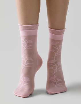 Women's Sheer Socks "Fantasy Flower Pink", 20 Den