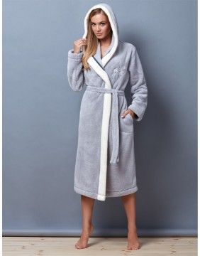 Chalatas "Flowers Grey"