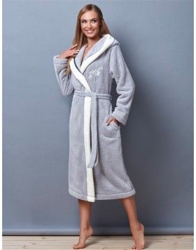 Chalatas "Flowers Grey"