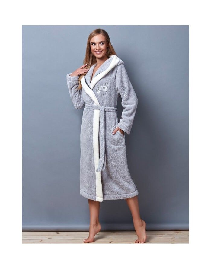 Chalatas "Flowers Grey"