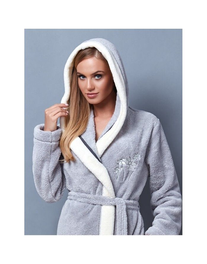 Chalatas "Flowers Grey"