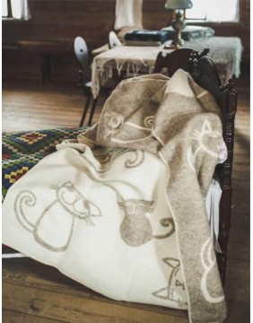 Плед из натуральной шерсти "Cats"