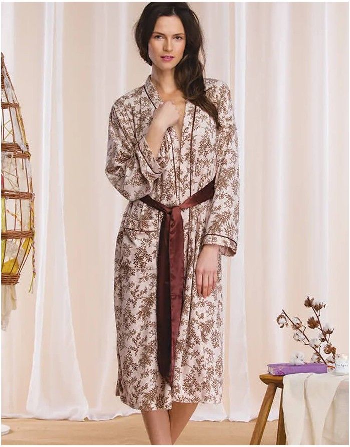 Bathrobe "Brown Flowers"
