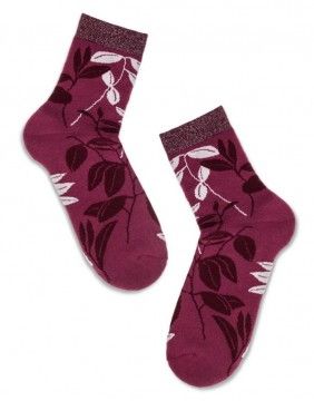 Women's socks "Leaf in Bordo"