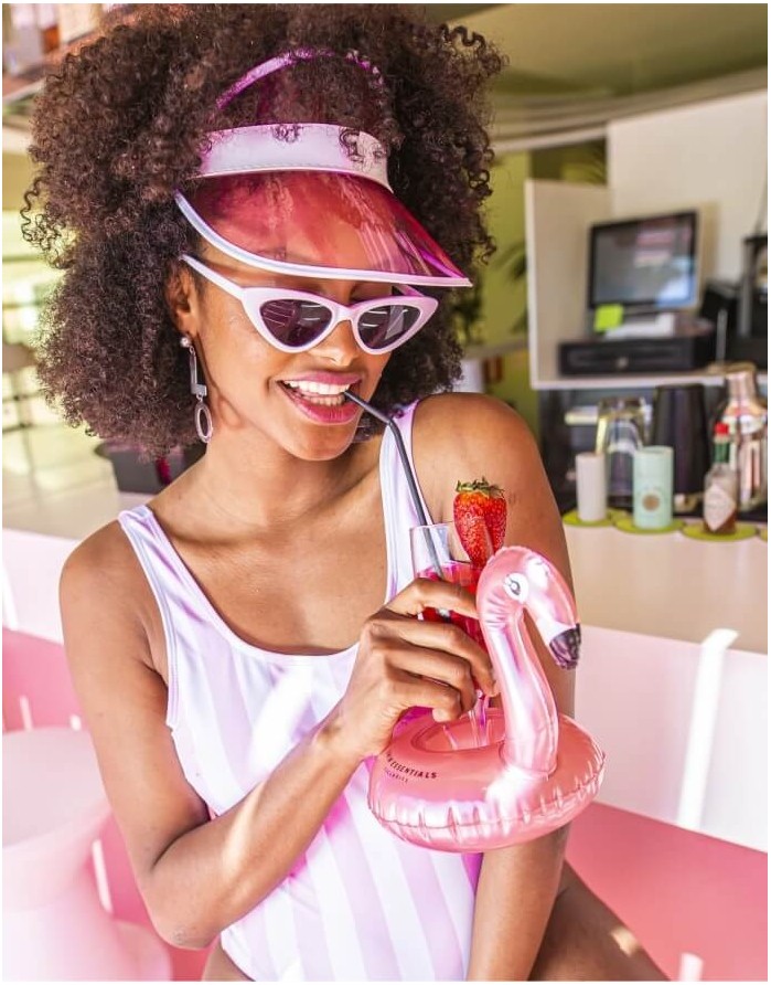 Inflatable drink holder "Neon Flamingo"