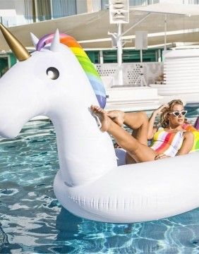 Inflatable drink holder "Neon Flamingo"