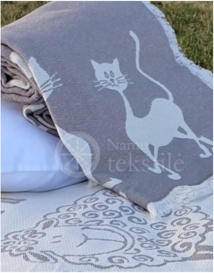 Kokvilnas pleds "Katės"